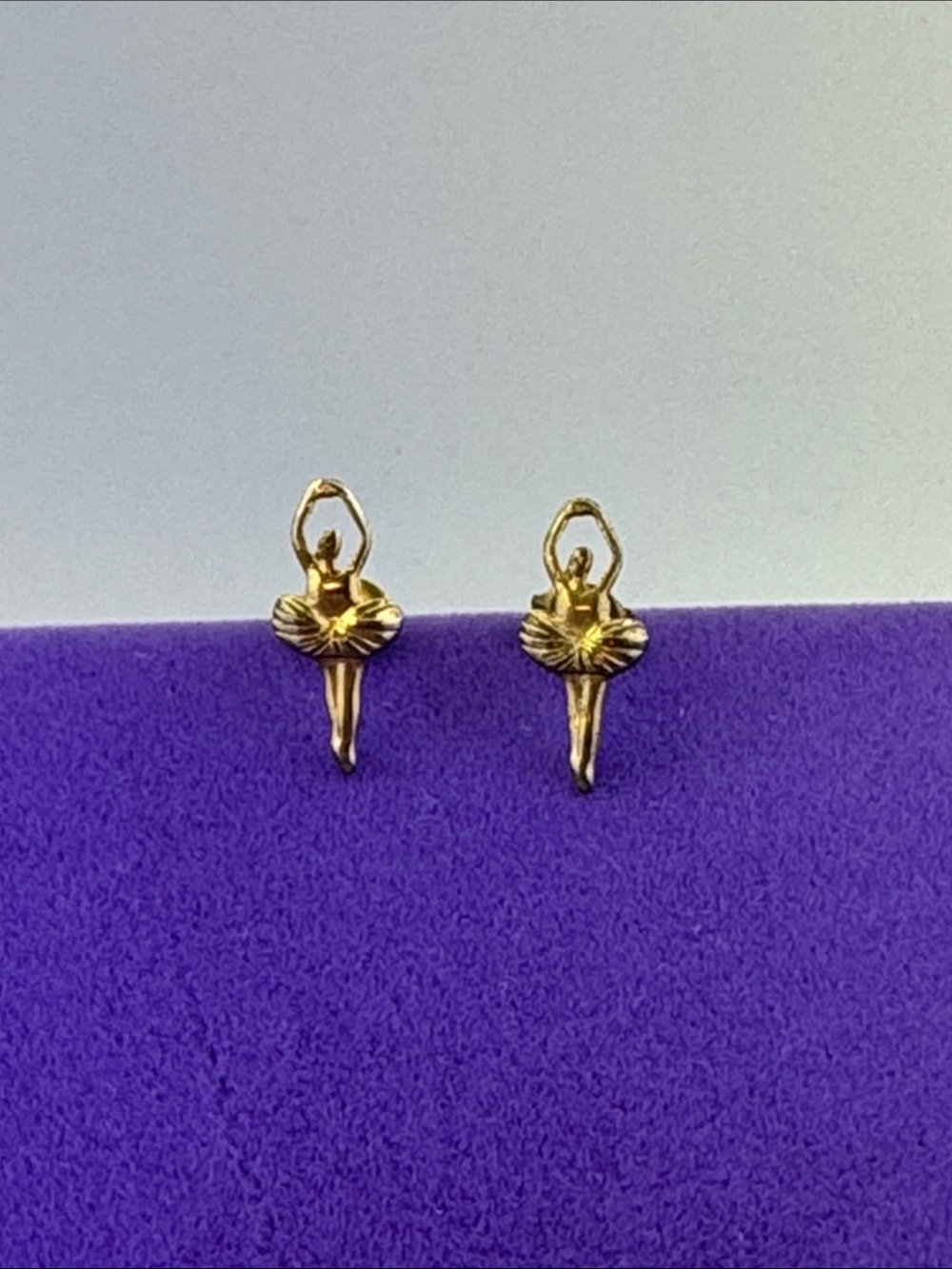 💛 Vintage Gold Plated Ballerina Stud Earrings | As Is